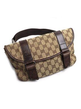 Gucci GG Canvas Waist Bag Body Beige Brown